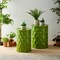 Set of 2 Embossed Honeycomb Texture Cylindrical Metal Garden Stool